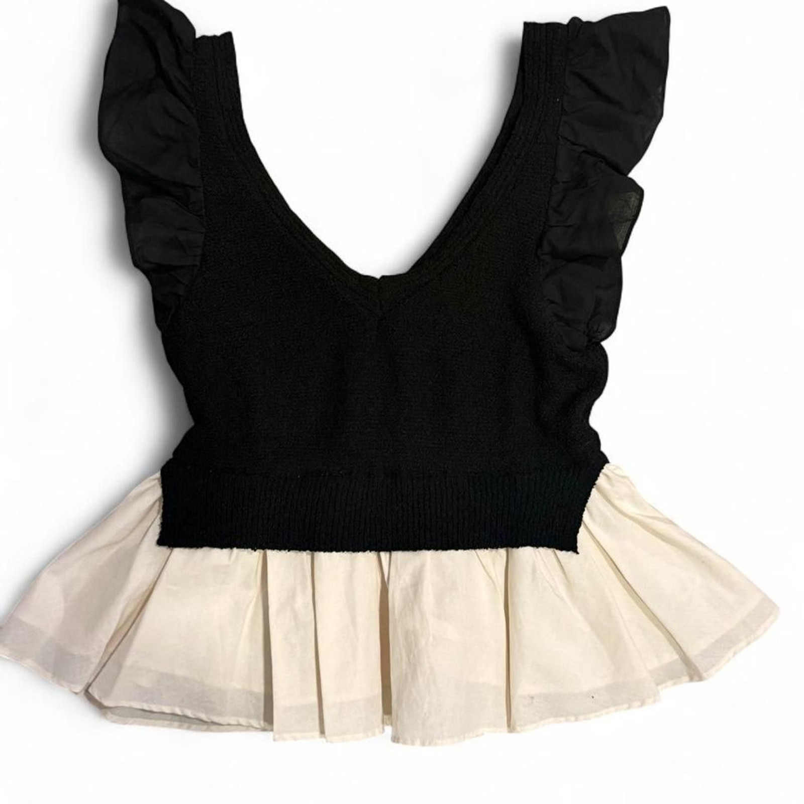 En Saison for Free People Ruffle Mixed Media Peplum Top En Saison for Free People Ruffle Mixed Media Peplum Top