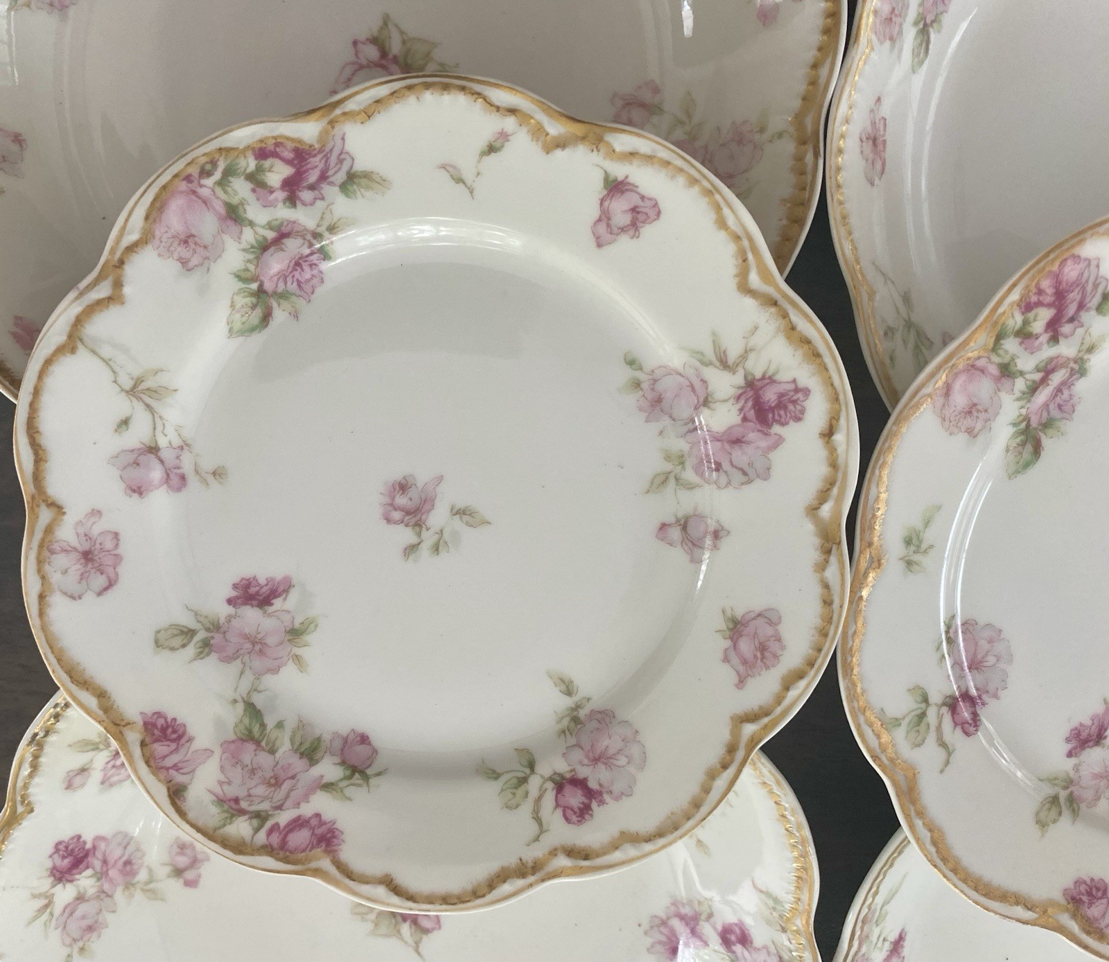 Set Of Limoges HAVILAND DROP ROSE Schleiger 10 Plates