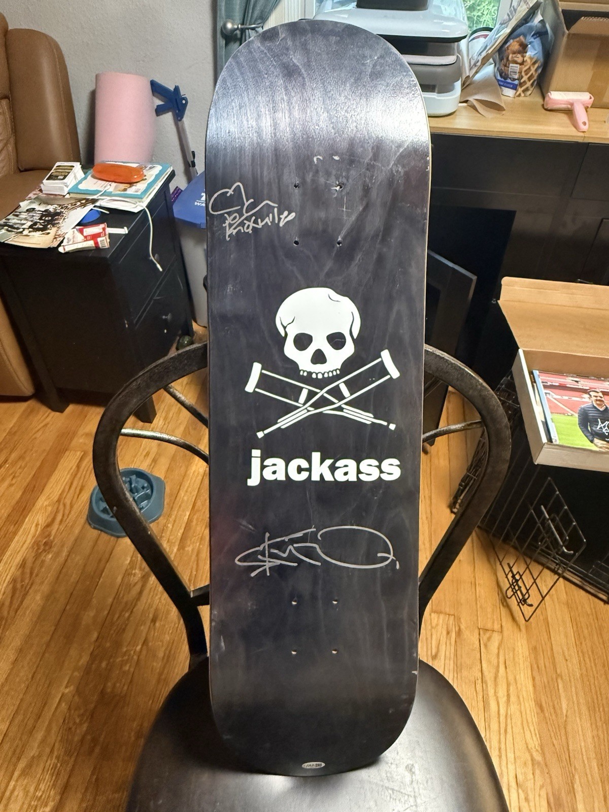 Jackass Skateboard Deck Signed By Steve-O And Johnny Knoxville JSA D3