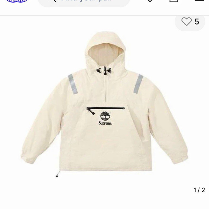Supreme x Timberland Reflective Hooded Anorak Jacket Beige Logo Mens L Supreme x Timberland Reflective Hooded Anorak Jacket Beige Logo Mens L