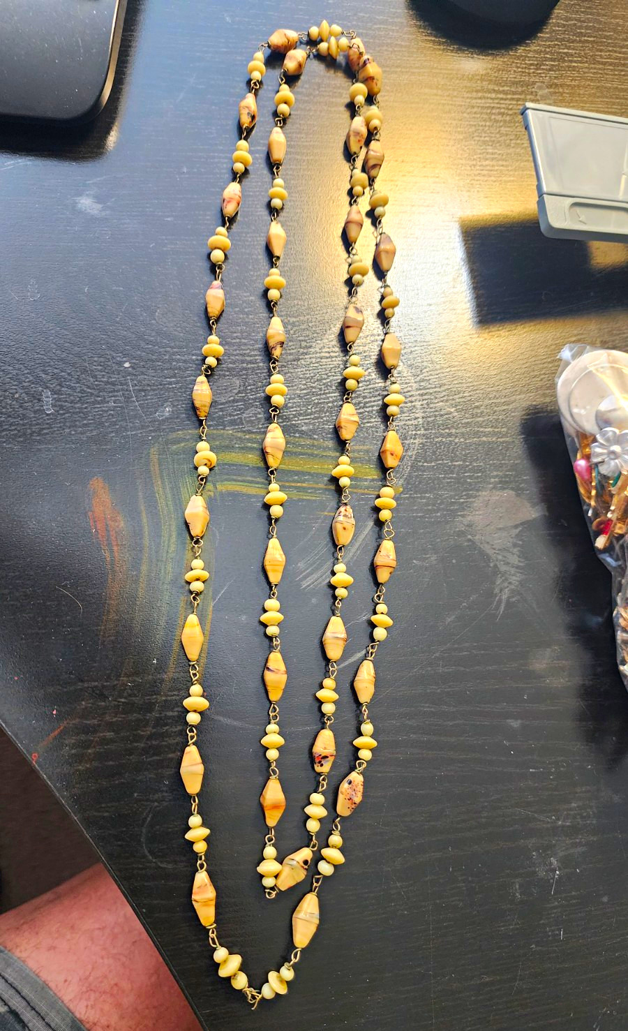 Vintage 1920s Art Deco Czech Glass Sautoir Necklace | Marbled Flapper Rope 56\ Vintage 1920s Art Deco Czech Glass Sautoir Necklace | Marbled Flapper Rope 56\