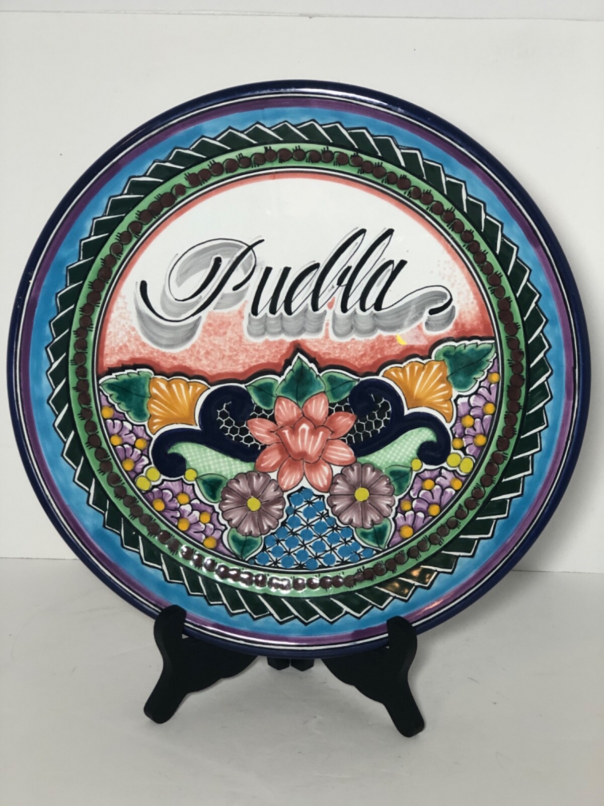 Hernandez Puebla Mexico Pottery Plate Talavera Wall Art 12” Hernandez Puebla Mexico Pottery Plate Talavera Wall Art 12”