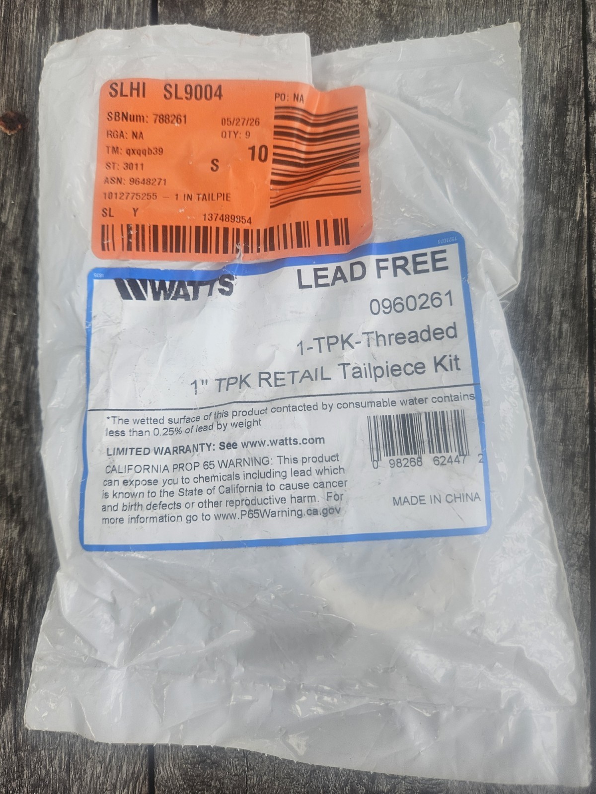 Watts 1 in. Brass Tailpiece Replacement Kit for 25AUB and N45B