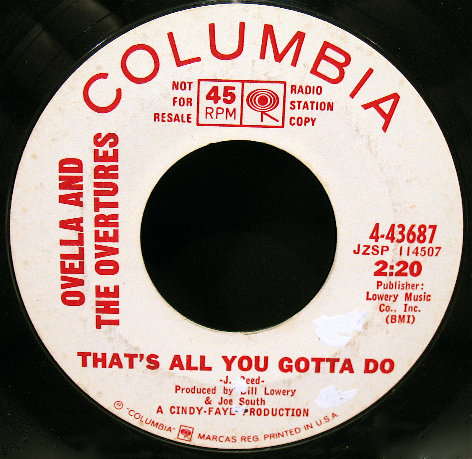 OVELLA and THE OVERTURES-Rare Northern Soul-Girl Group DJ 45-COLUMBIA #4-43687