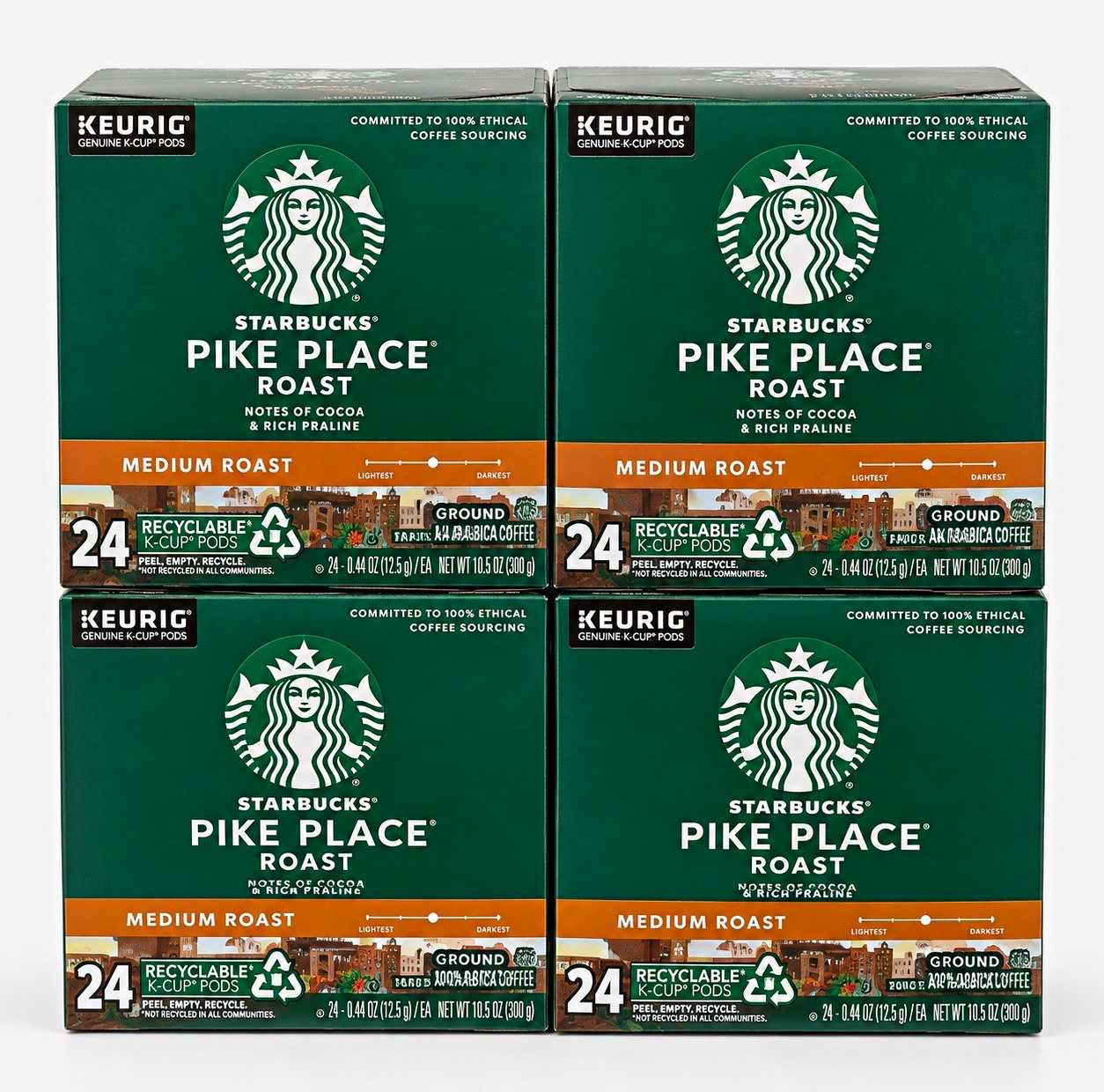 Starbucks Pike Place Roast Medium Roast – 4 Boxes – Keurig K-Cup Pods