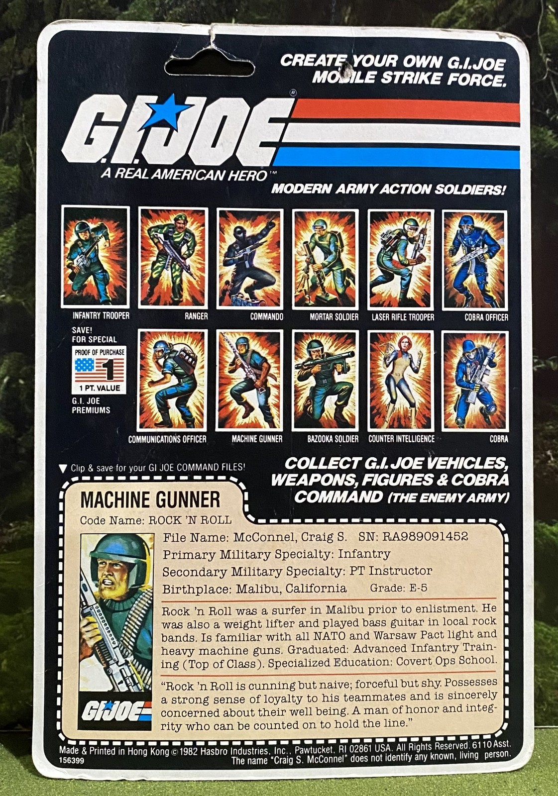 Vintage 1982 G.I. Joe ROCK \'N ROLL v1 Full UNCUT Peach File Card Back ARAH 11