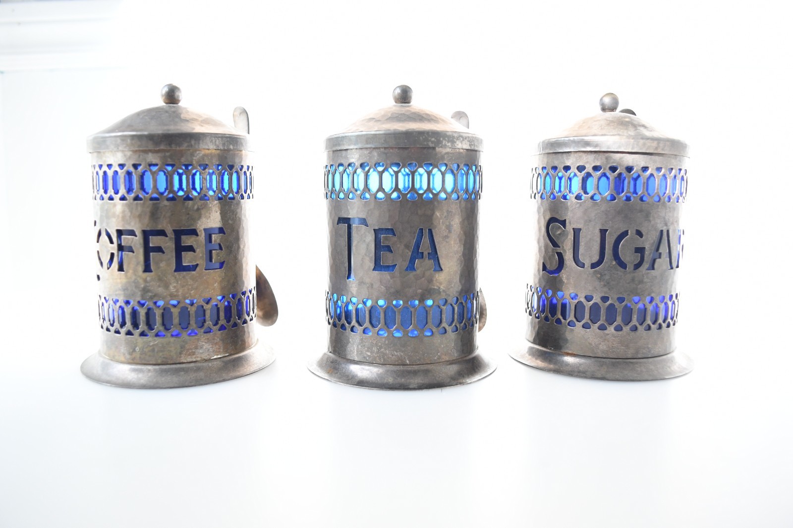 Vintage Leonard Silver Plate Coffee Tea Sugar Canister Set Complete w/ Spoons