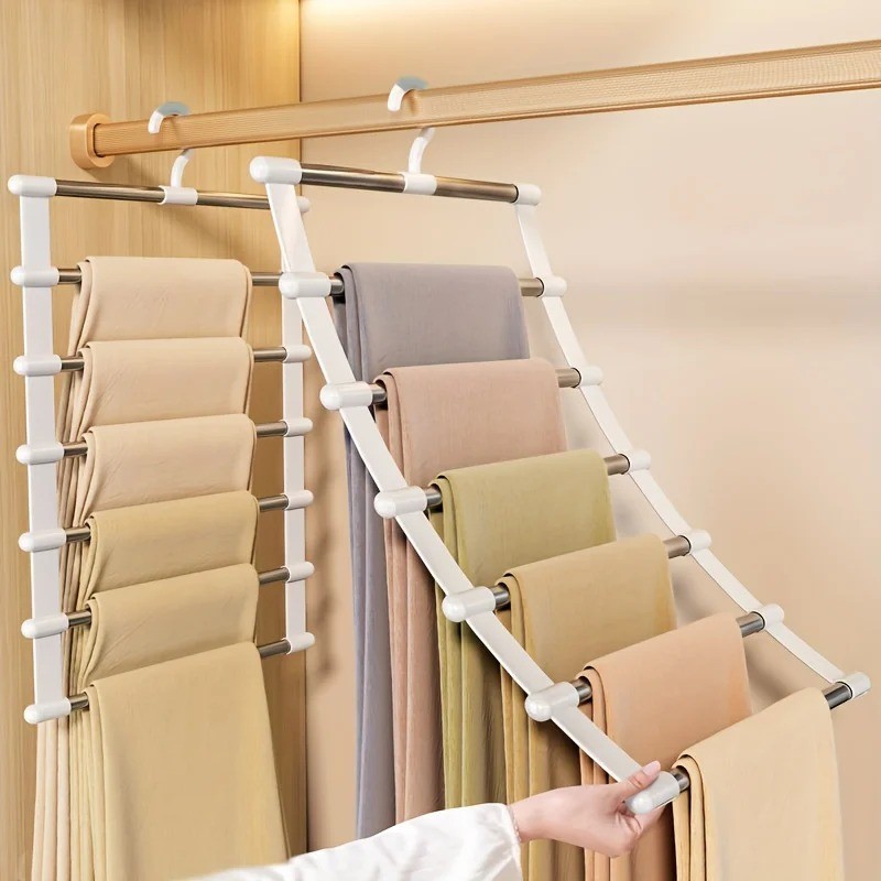 1pc Multi-Layer Folding Pants Hanger Non-Slip Closet Organizer Clip - NEW