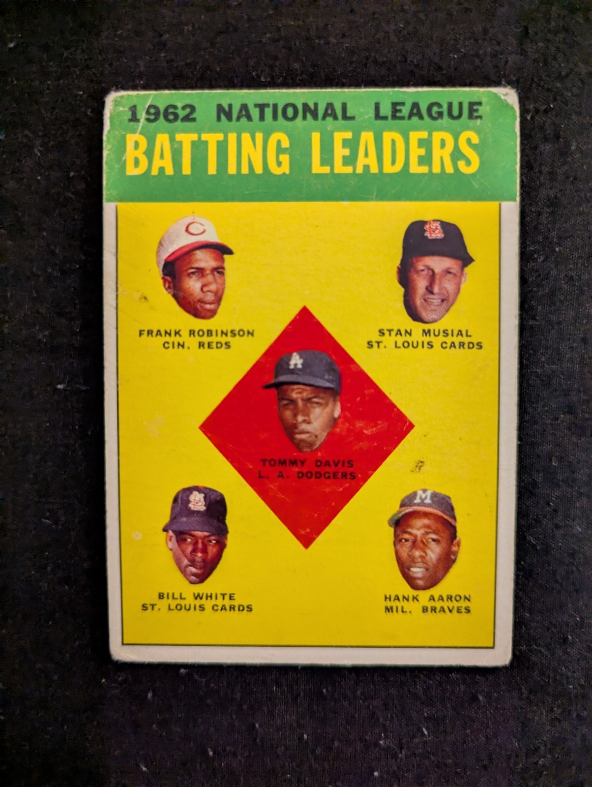 1963 Topps NL Batting Leaders #1 - Musial Aaron - HOF - 