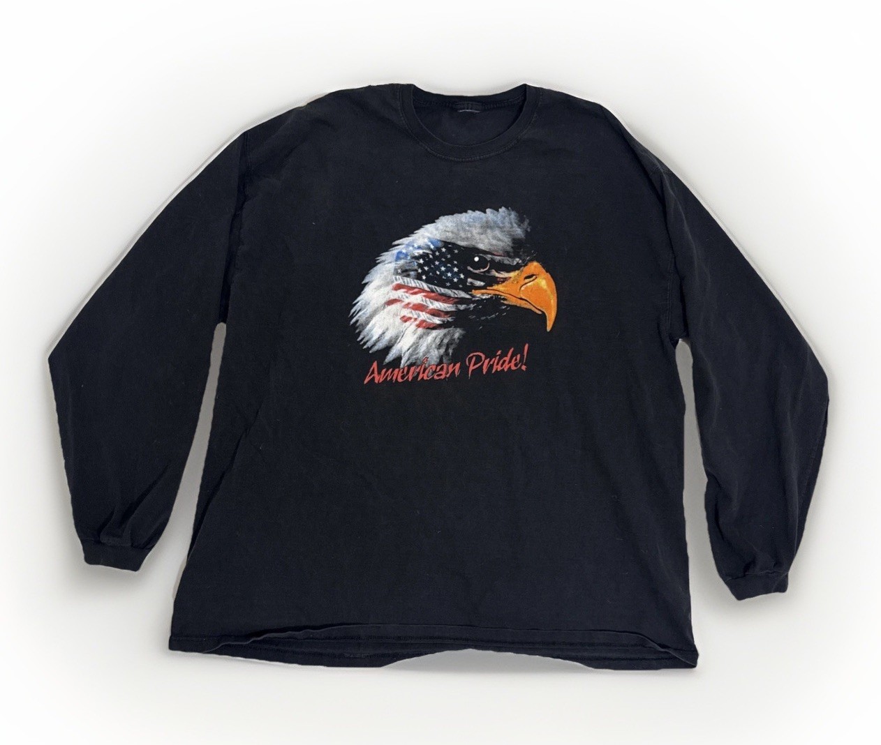 Vintage 90s American Flag Pride Eagle Shirt XXL 30x25 Black USA Biker