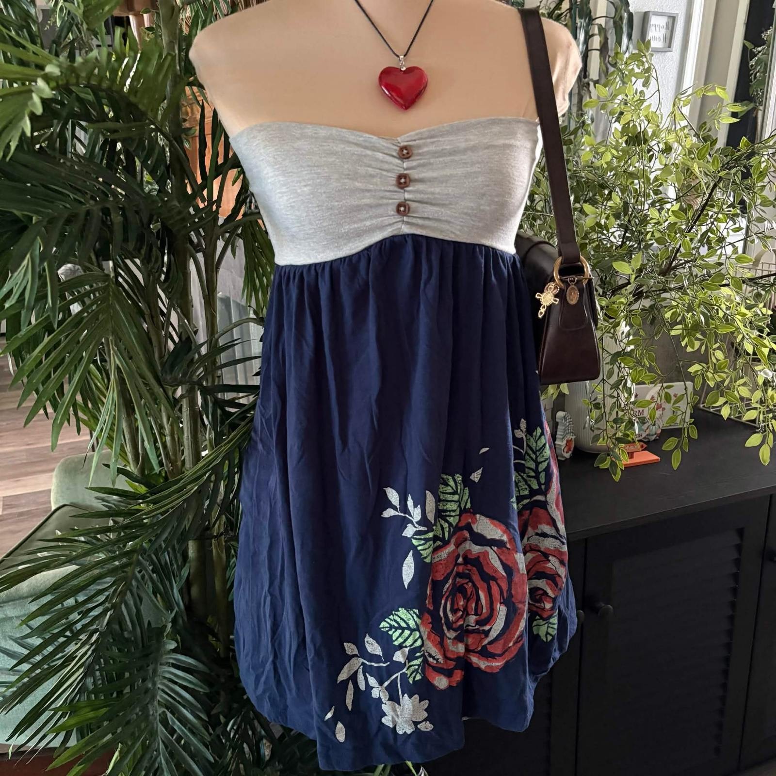vintage y2k fairycore navy floral long babydoll tube top vintage y2k fairycore navy floral long babydoll tube top