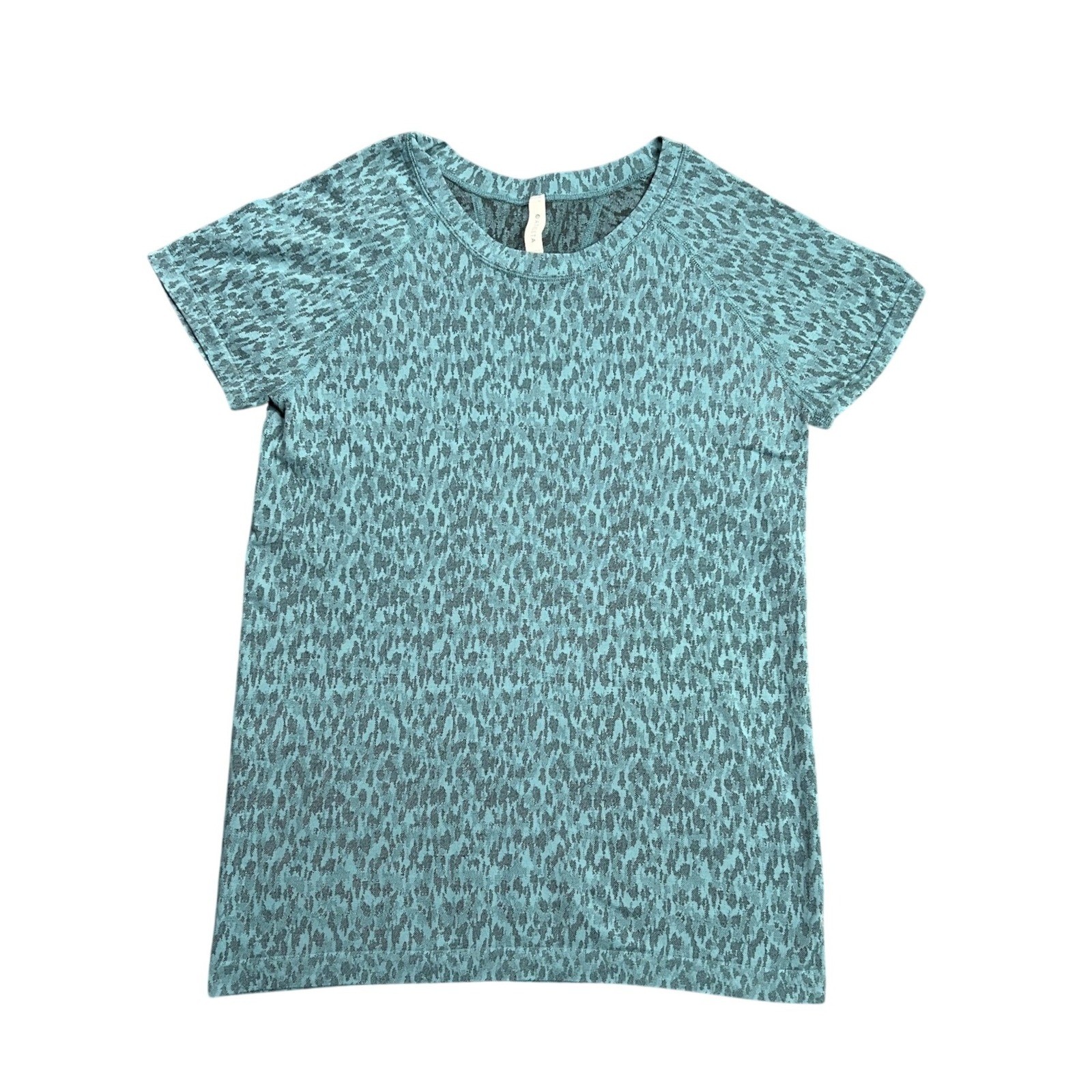 Athleta Women\'s Large Momentum Allure Tee Teal Seamless Activewear Top 657699-03