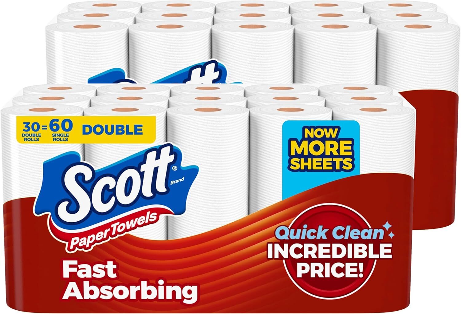 NEW Scott Paper Towels Bulk 60 Regular Rolls 30 Double Rolls 2-3 Packs of White