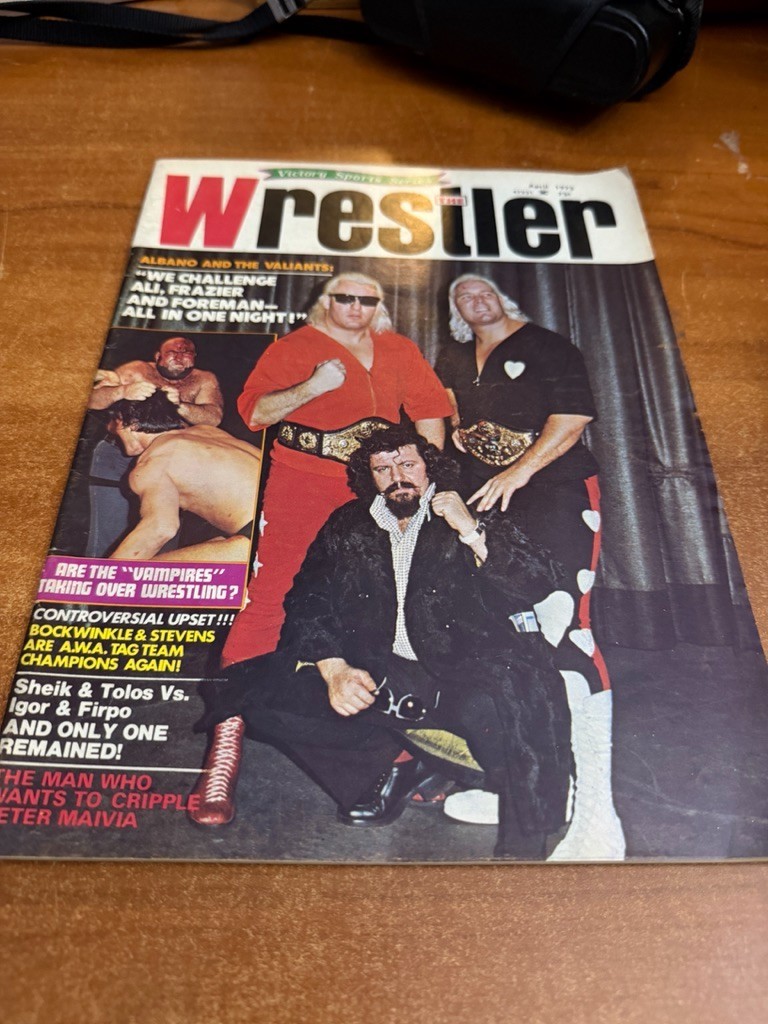 The Wrestler April 1975 (Valiants & Capt Lou Albano on cover) VTG