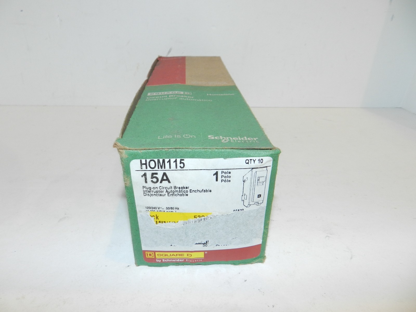 Square D Homeline 15 Amp Single Pole Circuit Breaker HOM115 Type HOM Breaker X10 Square D Homeline 15 Amp Single Pole Circuit Breaker HOM115 Type HOM Breaker X10