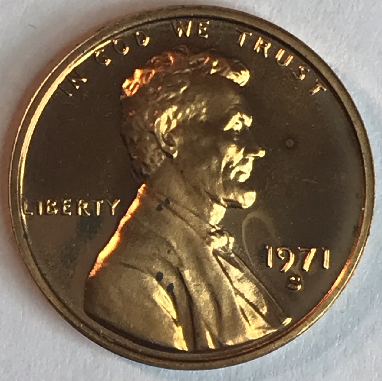 1971-S PROOF LINCOLN MEMORIAL CENT (IMPAIRED).