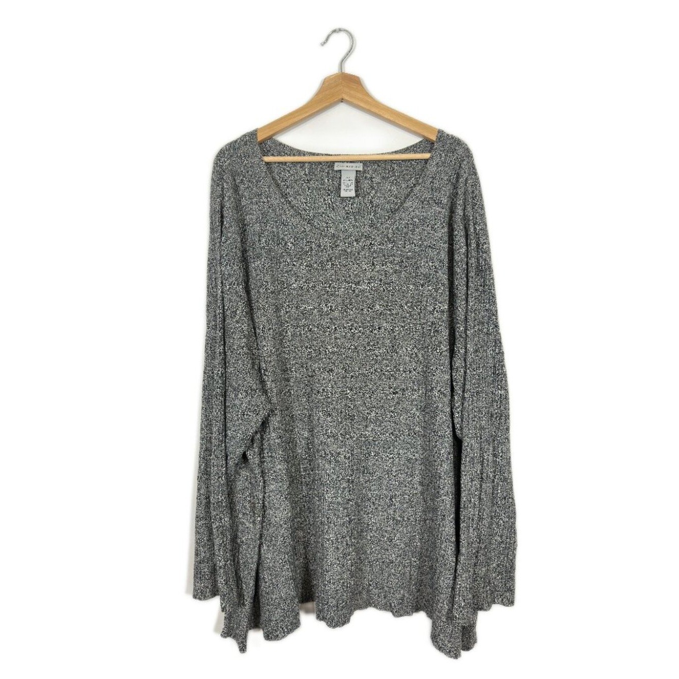 Catherines Women\'s Sweater Cotton Blend Plus Size 5X Gray Casual Cozy Fall Warm