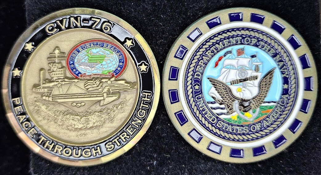 CVN-76 USS RONALD REAGAN - Peace Through Strength - Navy Challenge Coin CVN-76 USS RONALD REAGAN - Peace Through Strength - Navy Challenge Coin