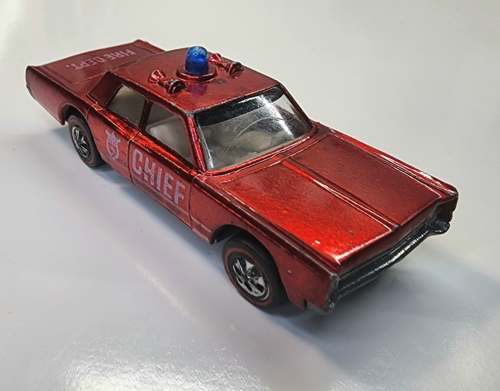 Vintage Hot Wheels Redline Light Red Chief Cruiser 1/64 Diecast Fire Dept.