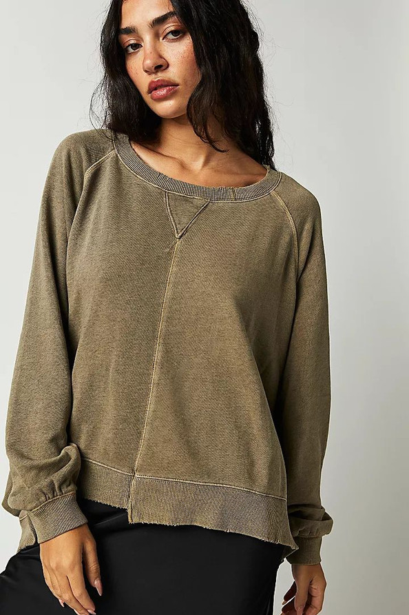 Free People Rework It & Reverse It Sweatshirt Pullver Cobra Long Sleeve Top L