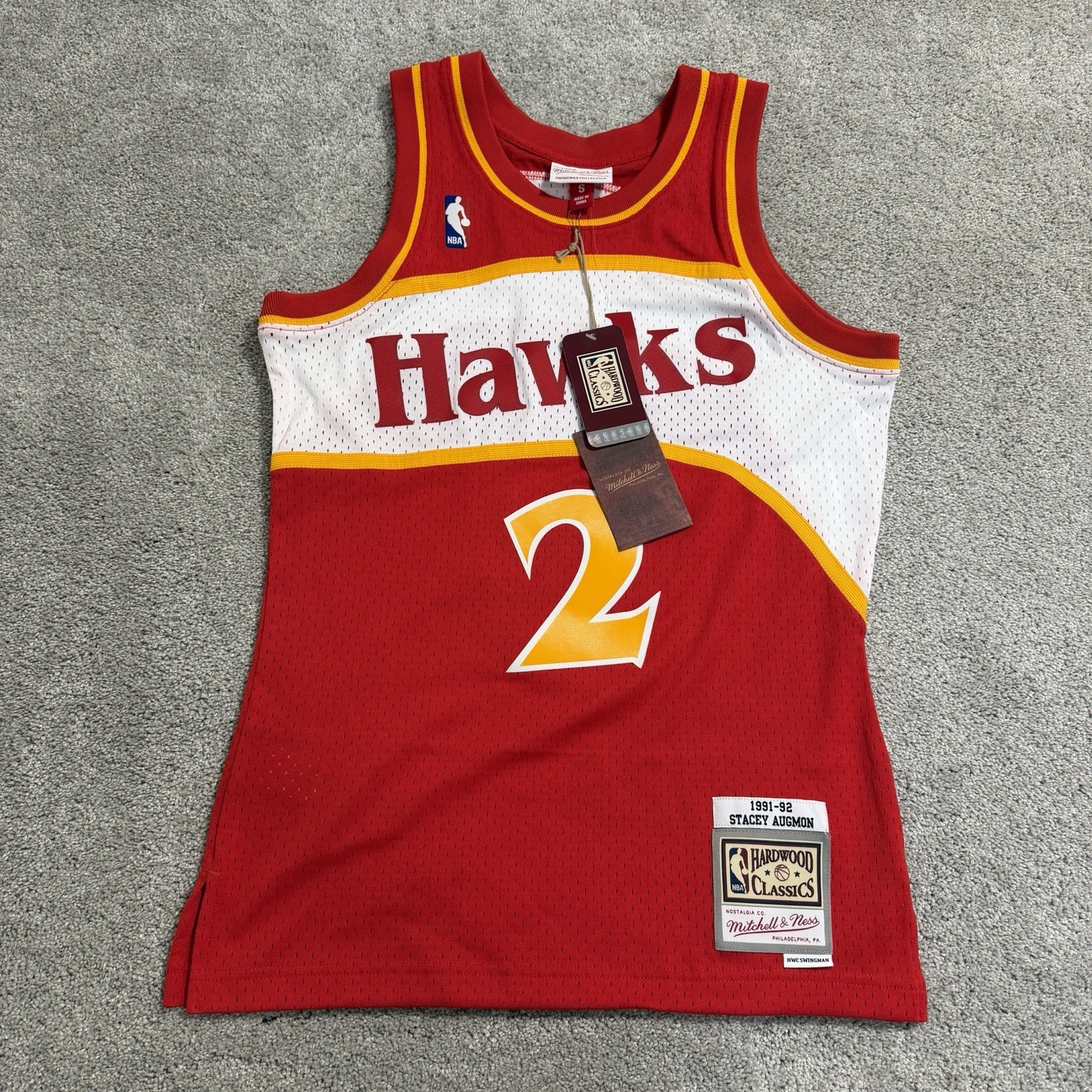 Mitchell & Ness Stacey Augmon Atlanta Hawks Jersey Mens S Red Swingman 1991-92 Mitchell & Ness Stacey Augmon Atlanta Hawks Jersey Mens S Red Swingman 1991-92