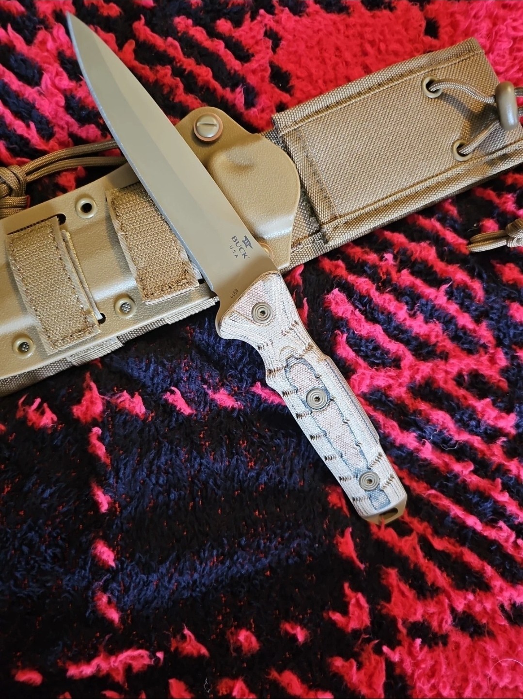 Buck 891 Knife Ground Combat Rare Tan Spearpoint 