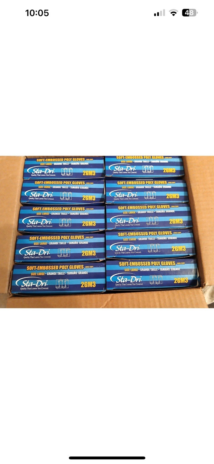 Lot Of 10 Sta-Dri Soft Embossed Poly Gloves 100-Gloves To Each Box (2GM3) Large Lot Of 10 Sta-Dri Soft Embossed Poly Gloves 100-Gloves To Each Box (2GM3) Large