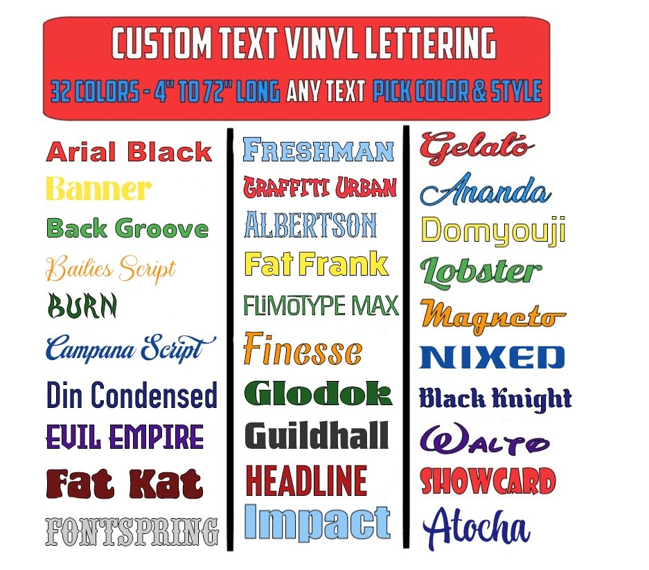 Custom Text Vinyl Lettering Sticker Decal Personalized -ANY TEXT - ANY NAME - [2