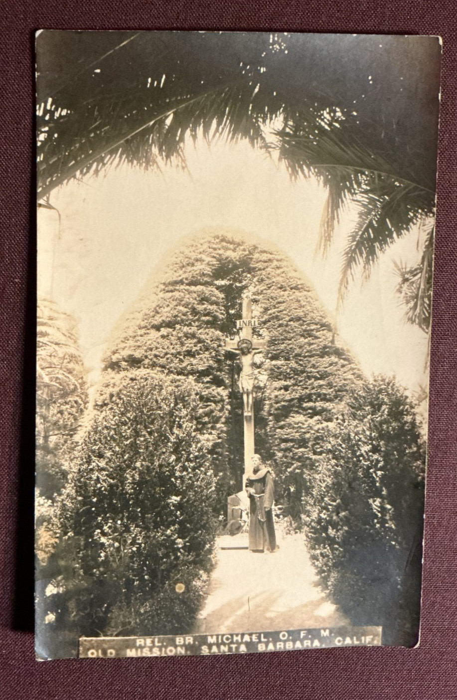C. 1915 Santa Barbara, CA. ~ Old Mission ~  Brother  Michael By Cemetery Corpus