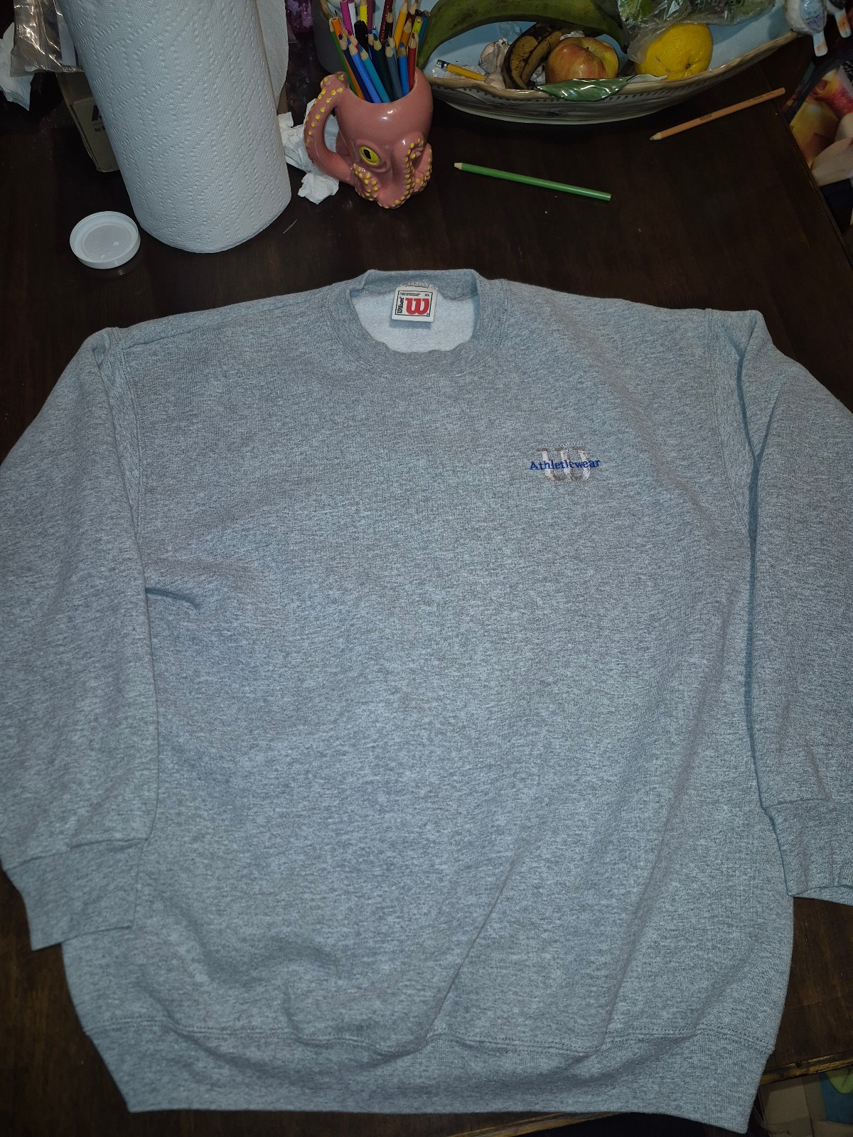 Vintage Wilson Athleticwear Crewneck Sweatshirt Embroidered Logo Gray Size XL