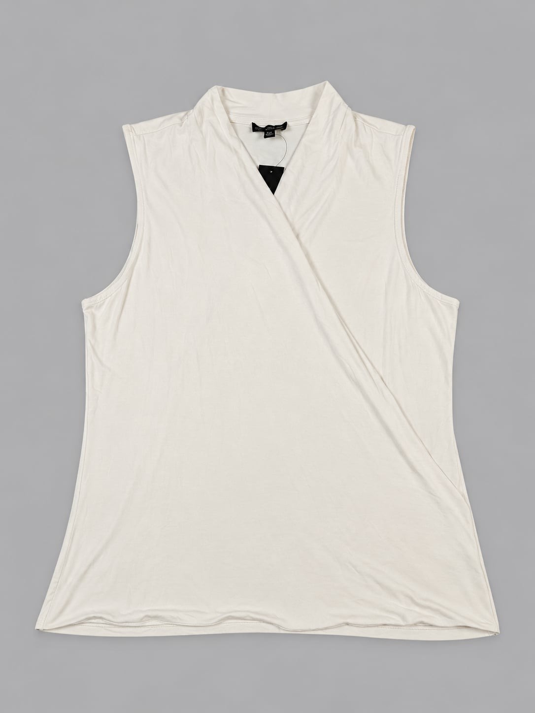 The Limited Women\'s Sleeveless Faux Wrap Tank Top, Creamy White, Petite Medium