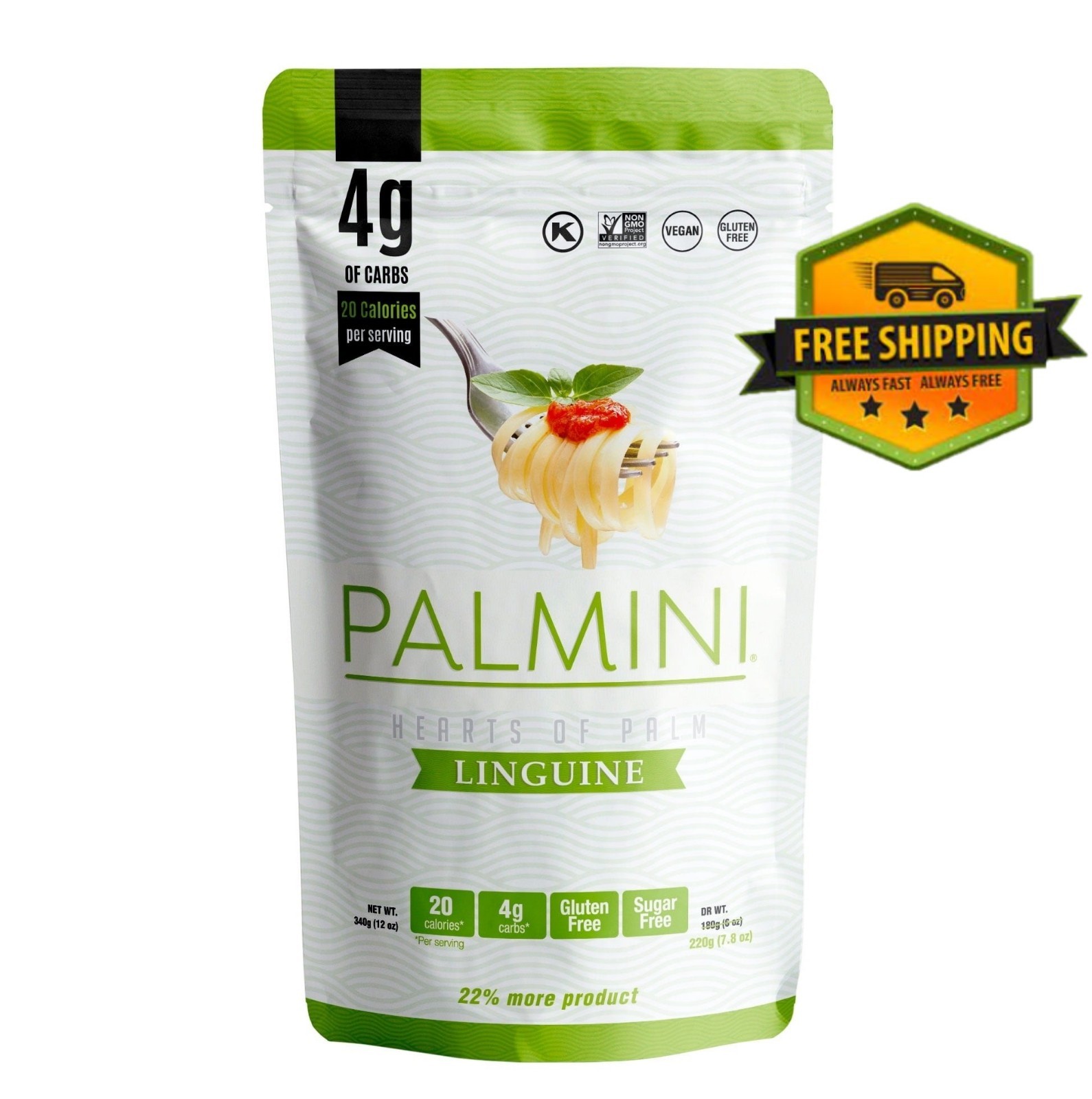 Palmini Hearts of Palm Linguine 12oz Low Carb Vegan Gluten Free Pasta