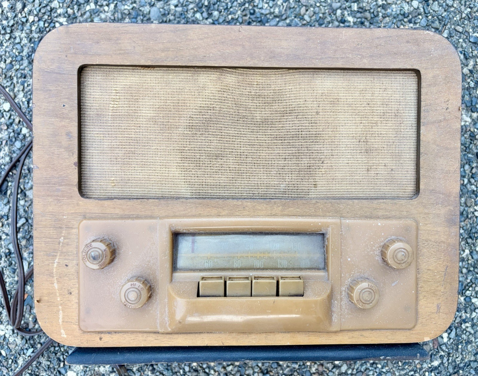 Vintage 1940s Wood Tube Radio Push Button Tabletop Houston Service Untested