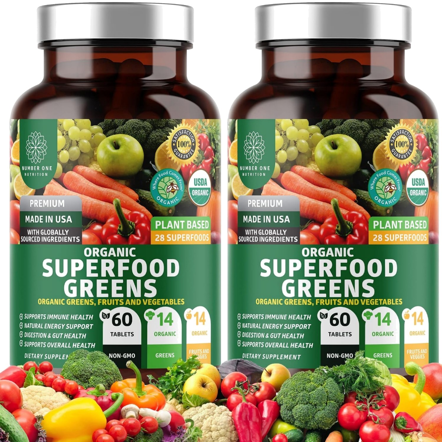 Digestive Health Tablets - 120 Count USDA Organic Super Greens Formula Digestive Health Tablets - 120 Count USDA Organic Super Greens Formula