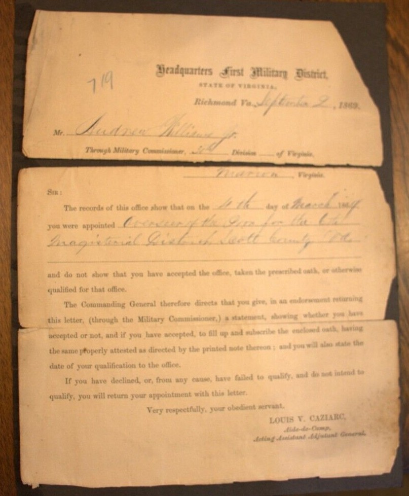 Historical document, Appointment of Overseer of the Poor, dated 1869