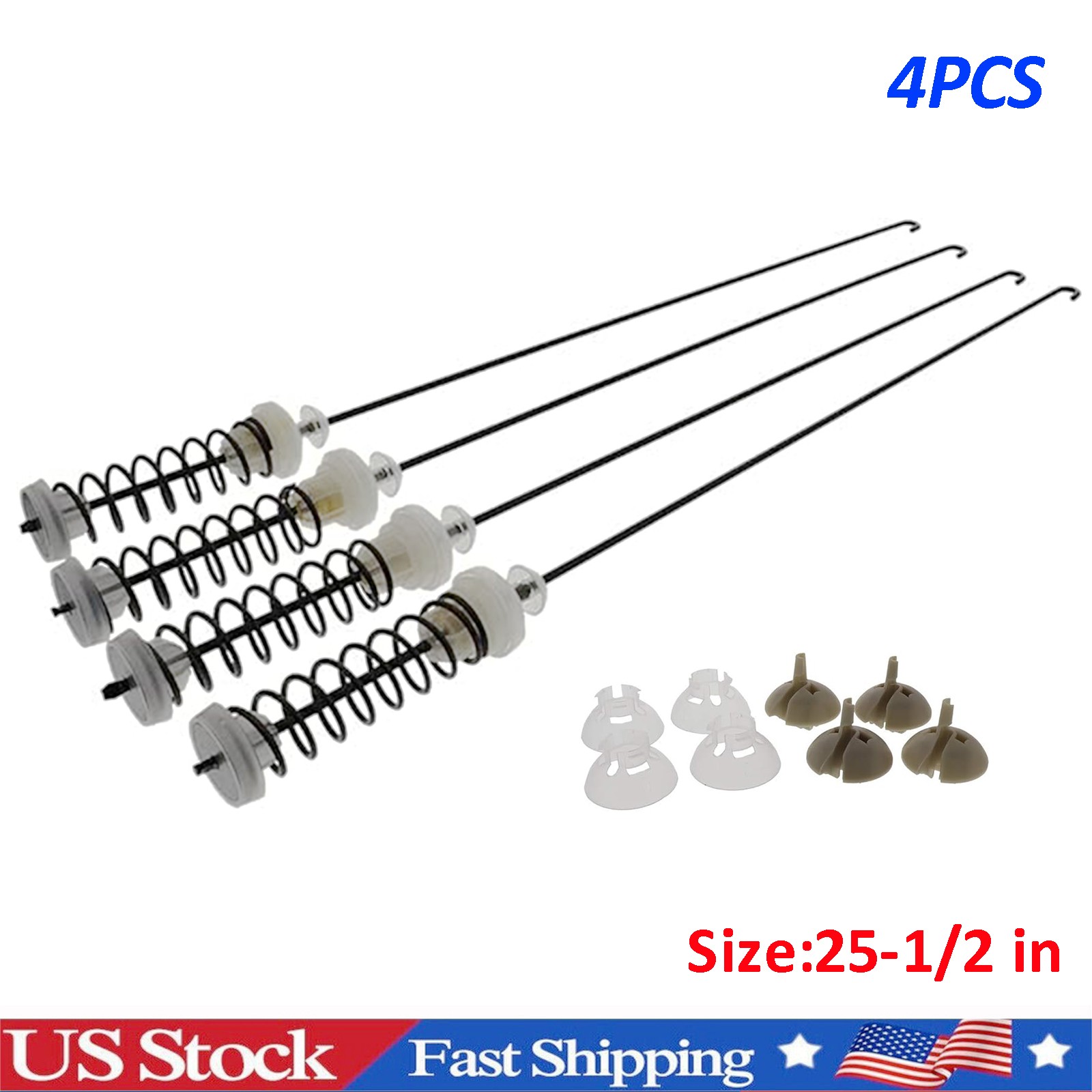 4x W10780045 Washer Suspension Rod Spring Kit for Whirlpool W10821956 25-1/2 in