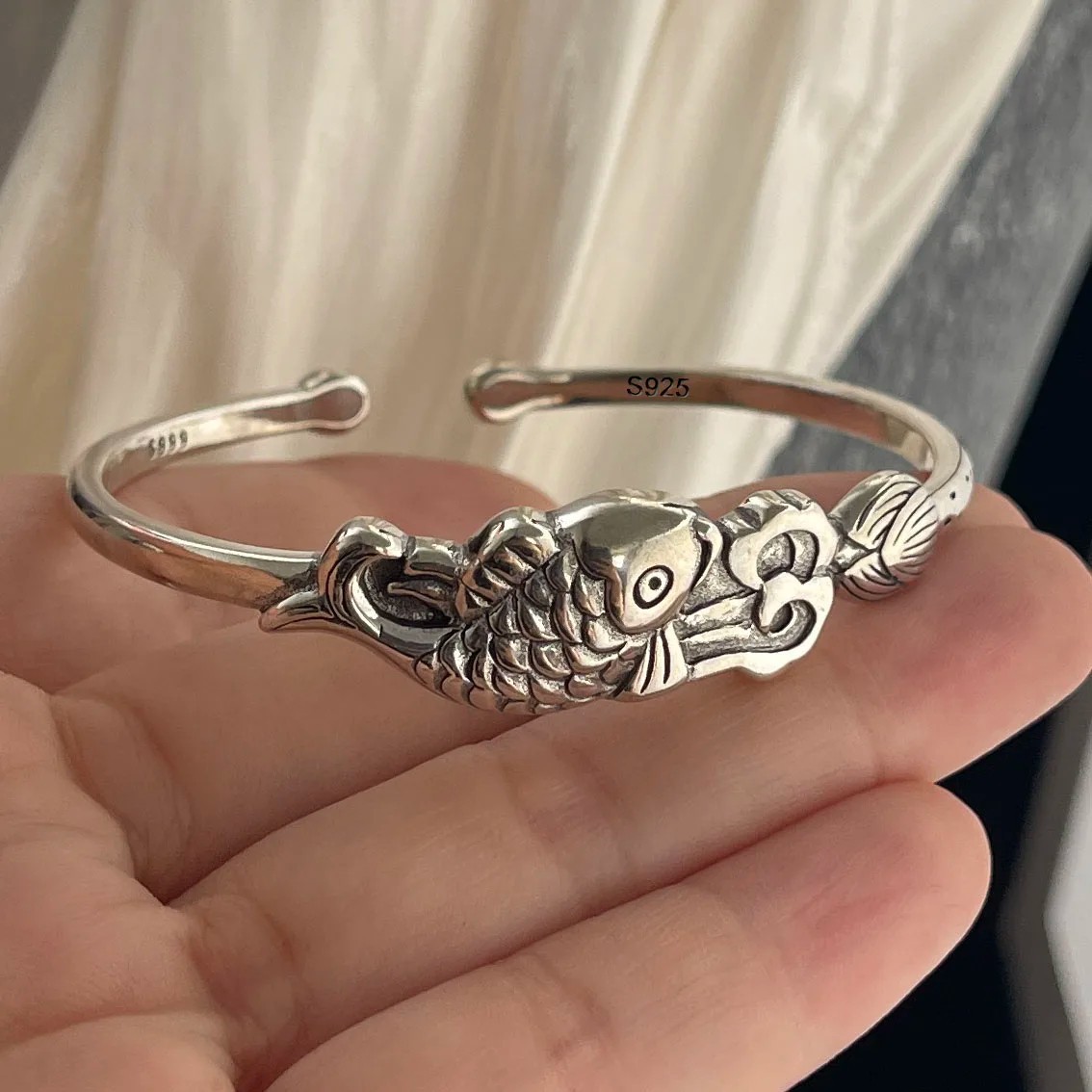 Solid 925 Sterling Silver Bracelet for Women | Vintage Handmade Simple Bangle