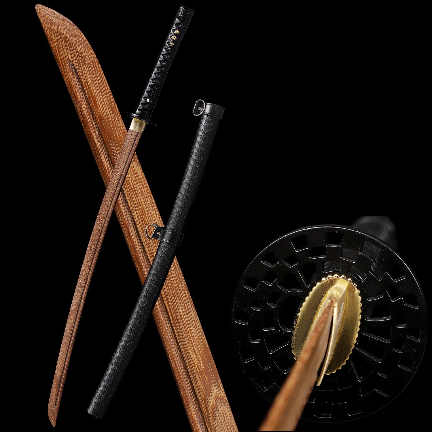 Wooden Black Japanese Samurai Katana Sword Kendo Bokken Training Practice