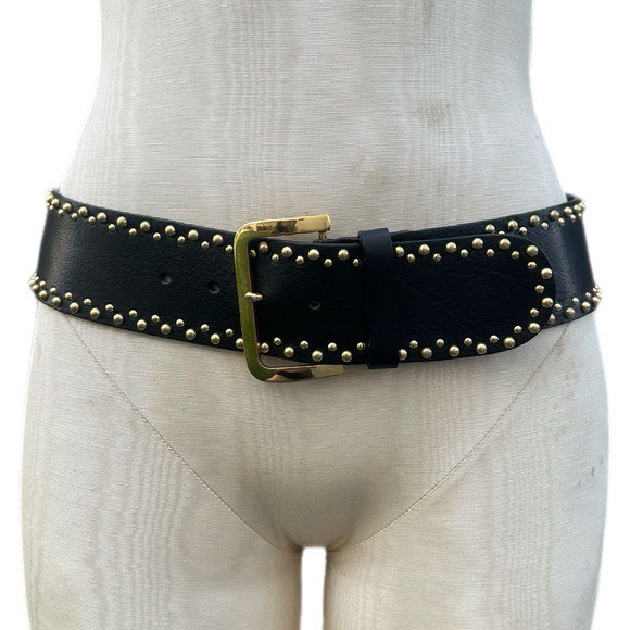 Vintage Streets Ahead Brass Studded Leather Belt Made in USA- size S