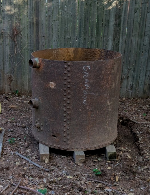 Huge Antique Industrial Riveted Steel Planter or Fire Pit  or Table Base