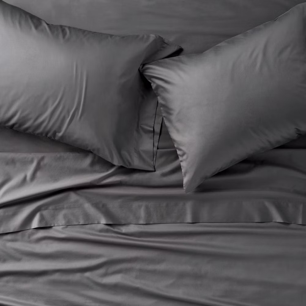 California King 600 Thread Count Sateen Sheet Set Dark Gray - Casaluna