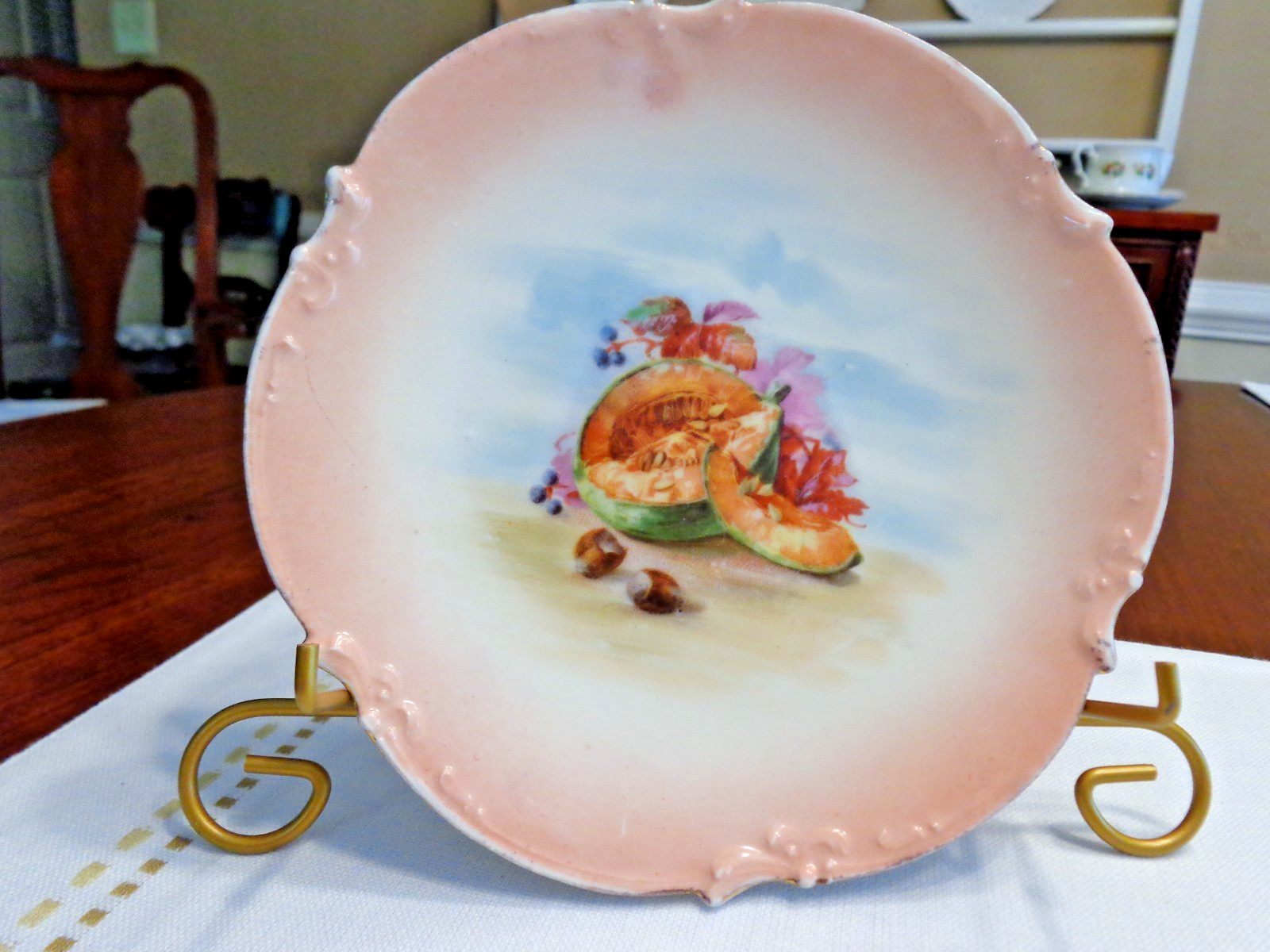 (5) Antique 1900s T&V Limoges France Hand Painted Plates Fruit 6 inch