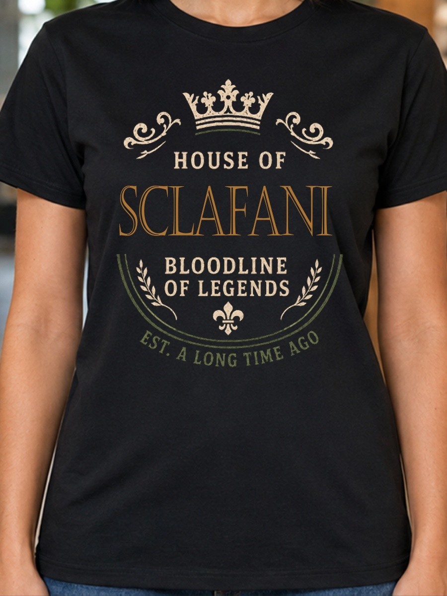 Sclafani Family Name Ladies Black T-Shirt Heritage Gift S-2XL