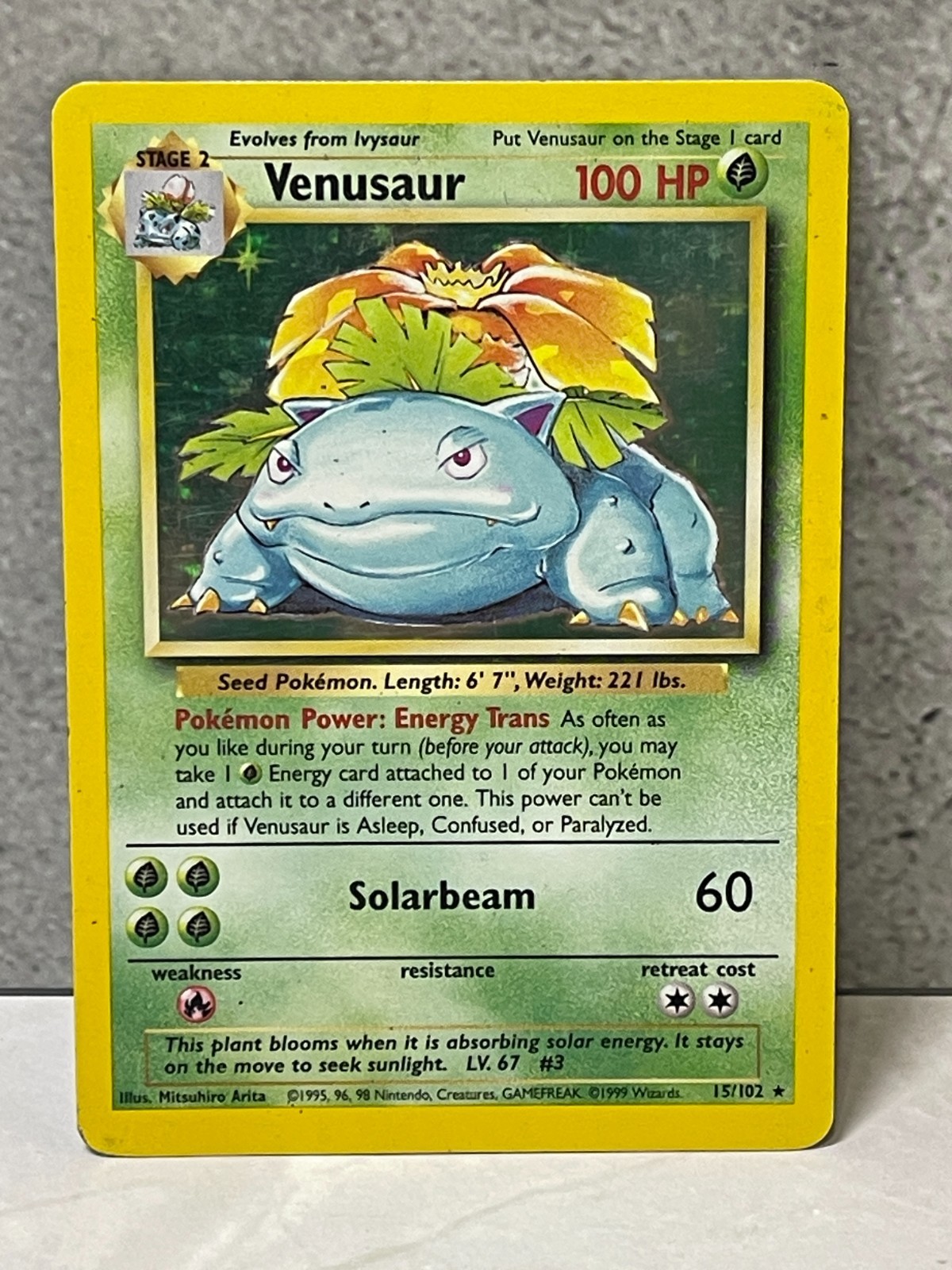 Pokemon Base Set English Holo Rare - Venusaur 15/102 Pokemon Base Set English Holo Rare - Venusaur 15/102