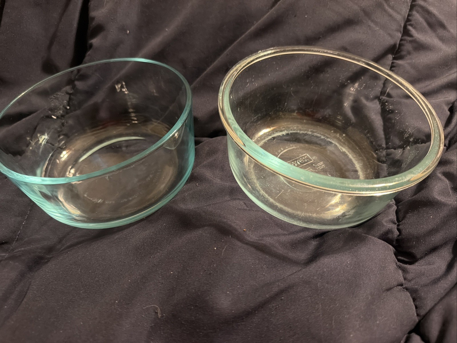 Vintage Pyrex Teal Blue Ruby bowls Lot of two As Pictured Stunning Vintage Pyrex Teal Blue Ruby bowls Lot of two As Pictured Stunning