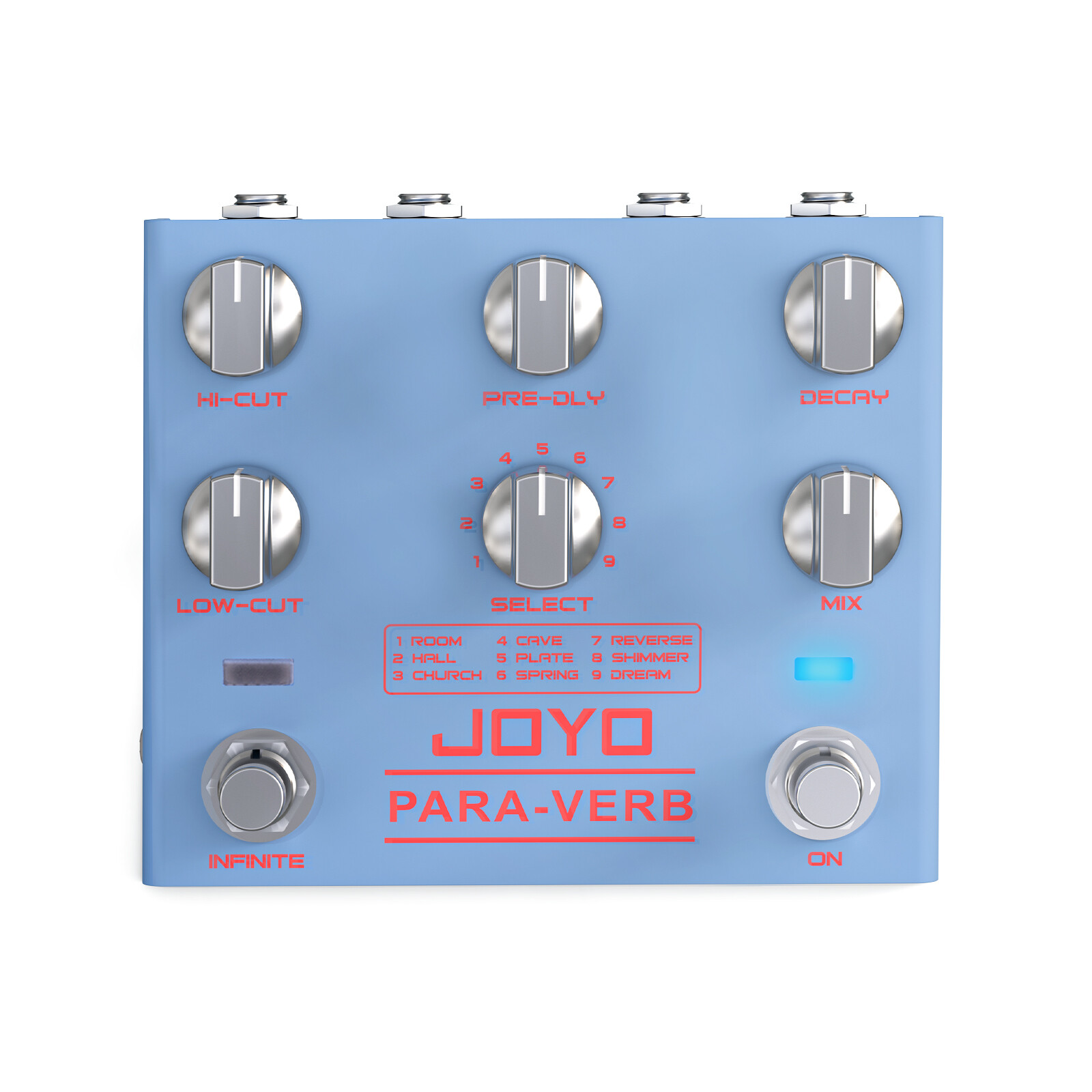 JOYO Digital Reverb Pedal Stereo 9 Reverb Effects Infinite & Trail Functions