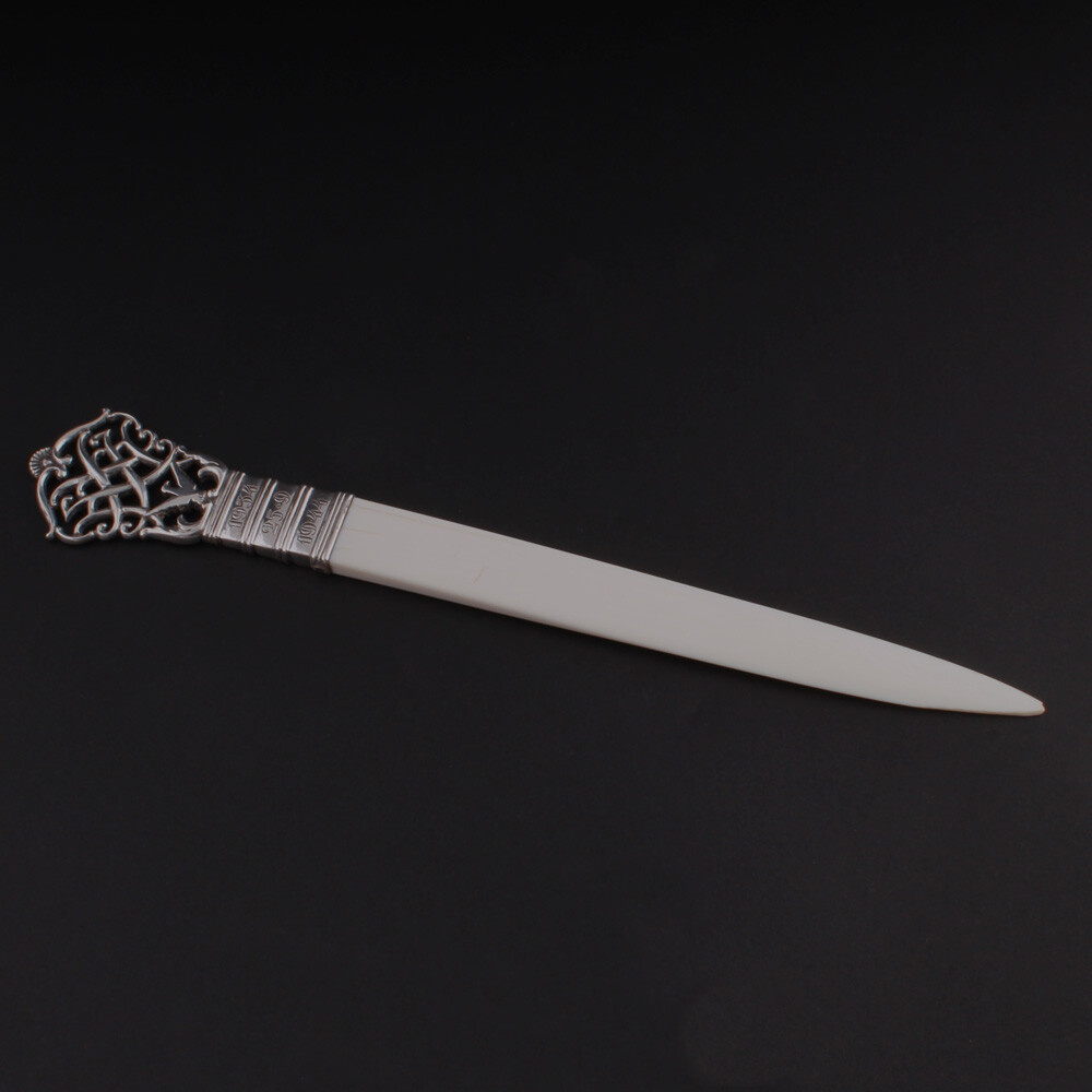 Antique Evald Nielsen Silver Letter Opener with \