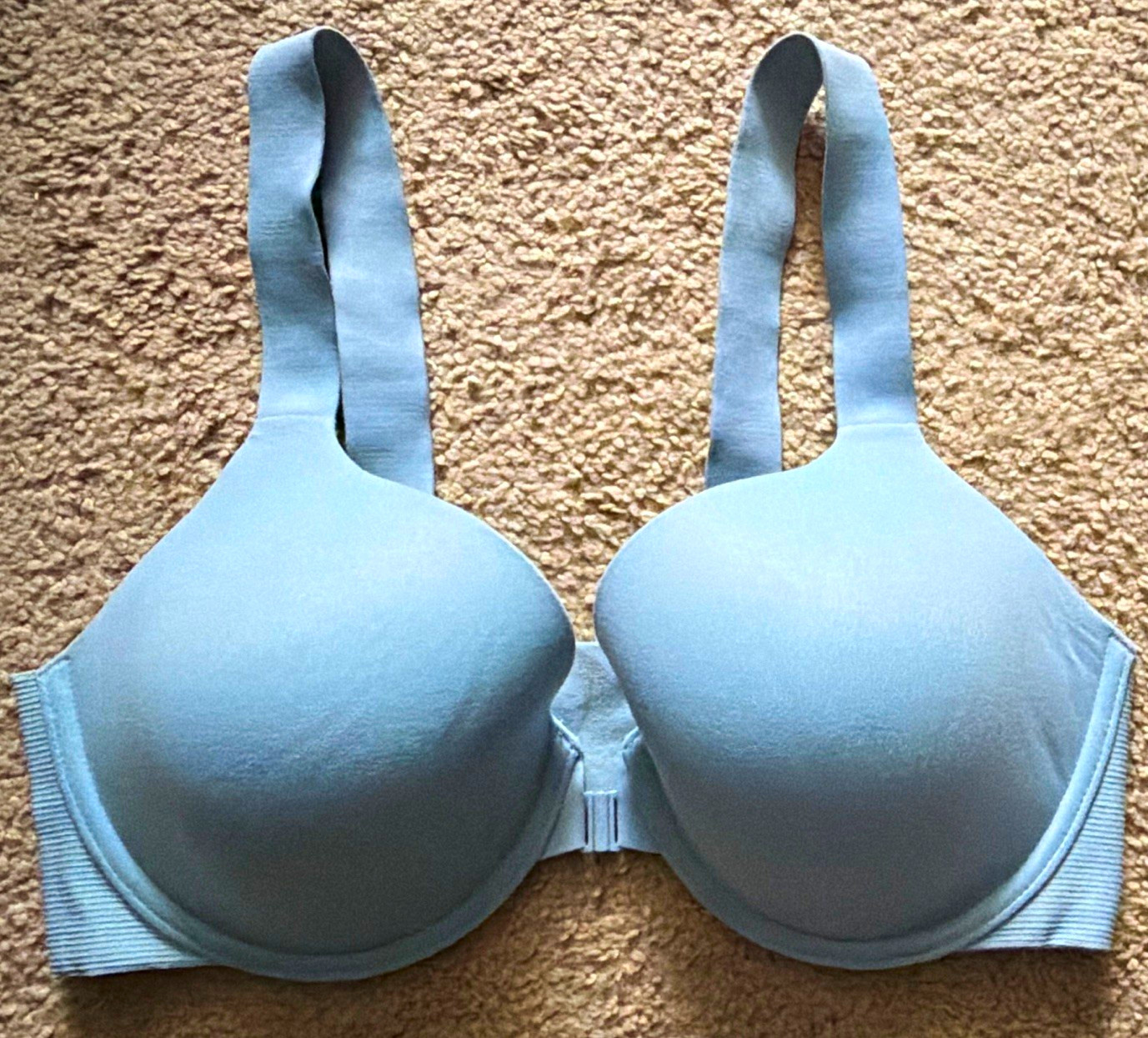 SPANX Women\'s T-Shirt Bra 38C Blue Solid Padded Adjustable Strap Hook & Eye