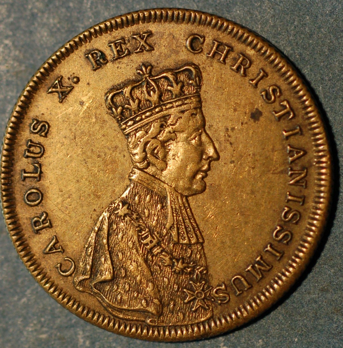 French Jeton (token) commemorating the coronation of King Charles X 1825