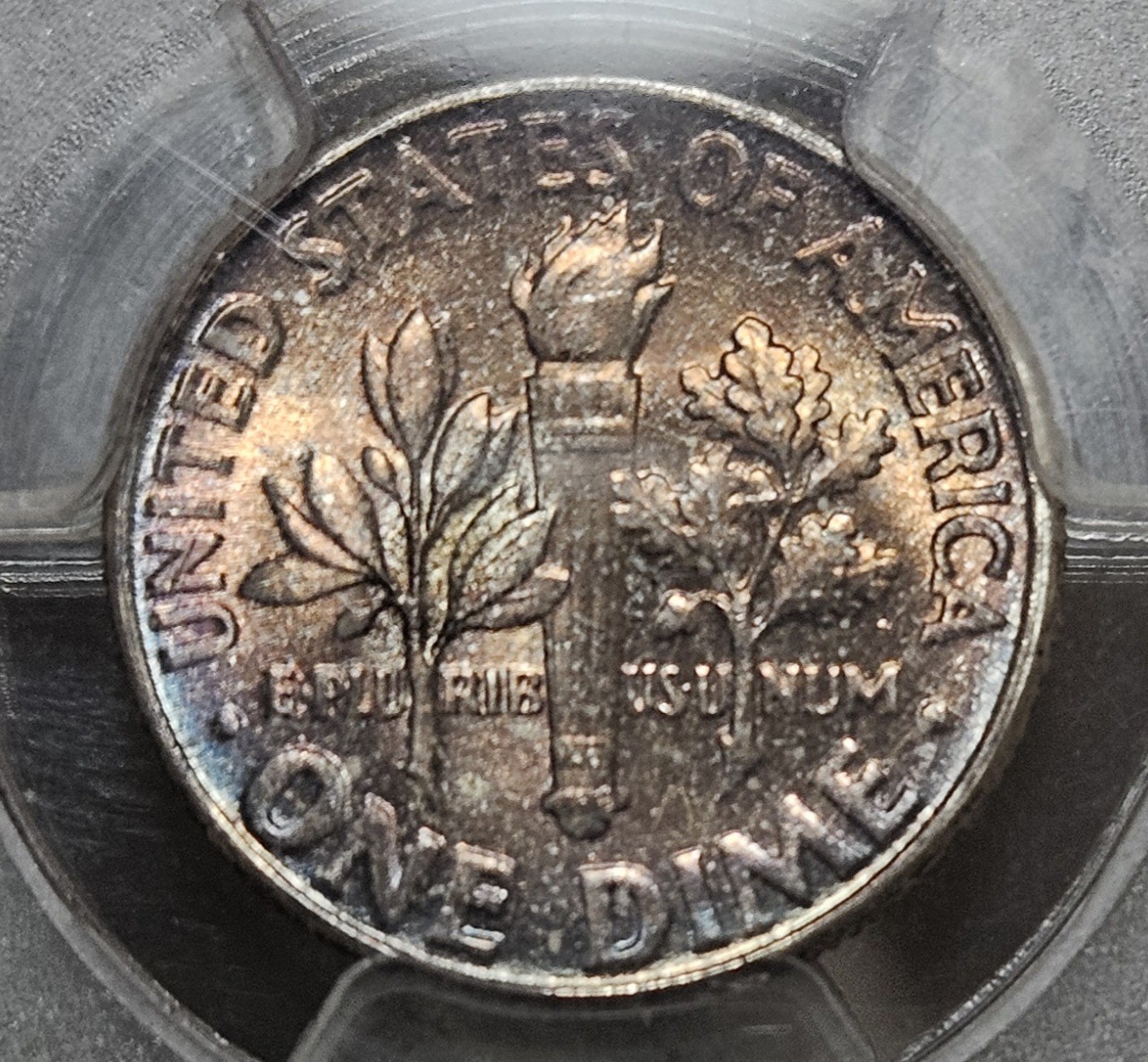 1956 Roosevelt Silver Dime MS67 PCGS - Dual Sided Blue Toner - Beautiful Coin